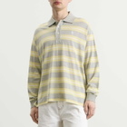 AMI Paris Men's Mercerised Jersey ADC Stripe Polo in Gris Chine/Jaune/Blanc