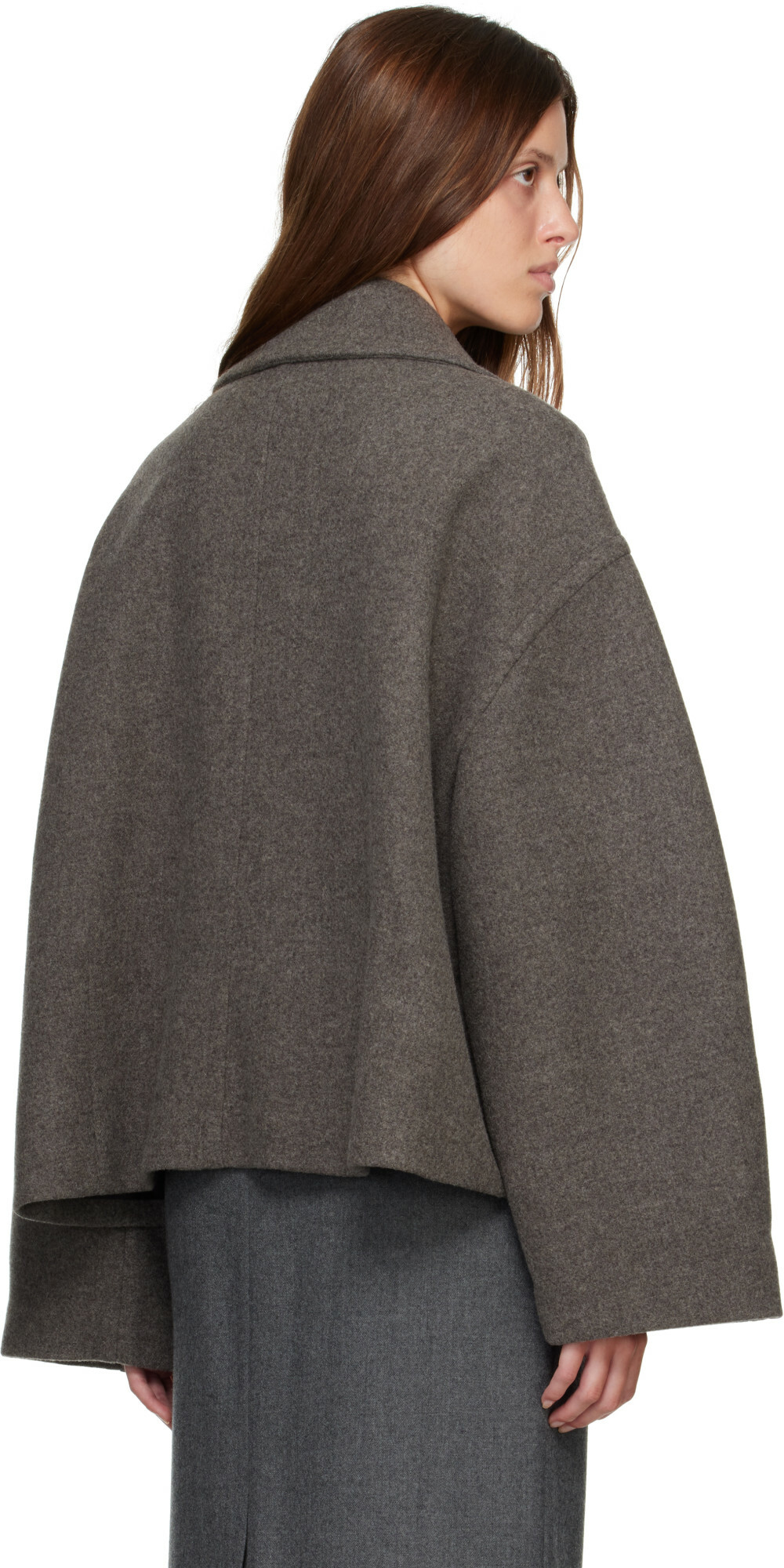 R2W Gray Palma Wool Cash Double Short Jacket