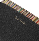 PAUL SMITH - Stripe-Trimmed Pebble-Grain Leather Cardholder - Black