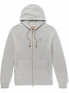 Brunello Cucinelli - Logo-Embroidered Ribbed-Knit Cashmere Zip-Up Hoodie - Gray