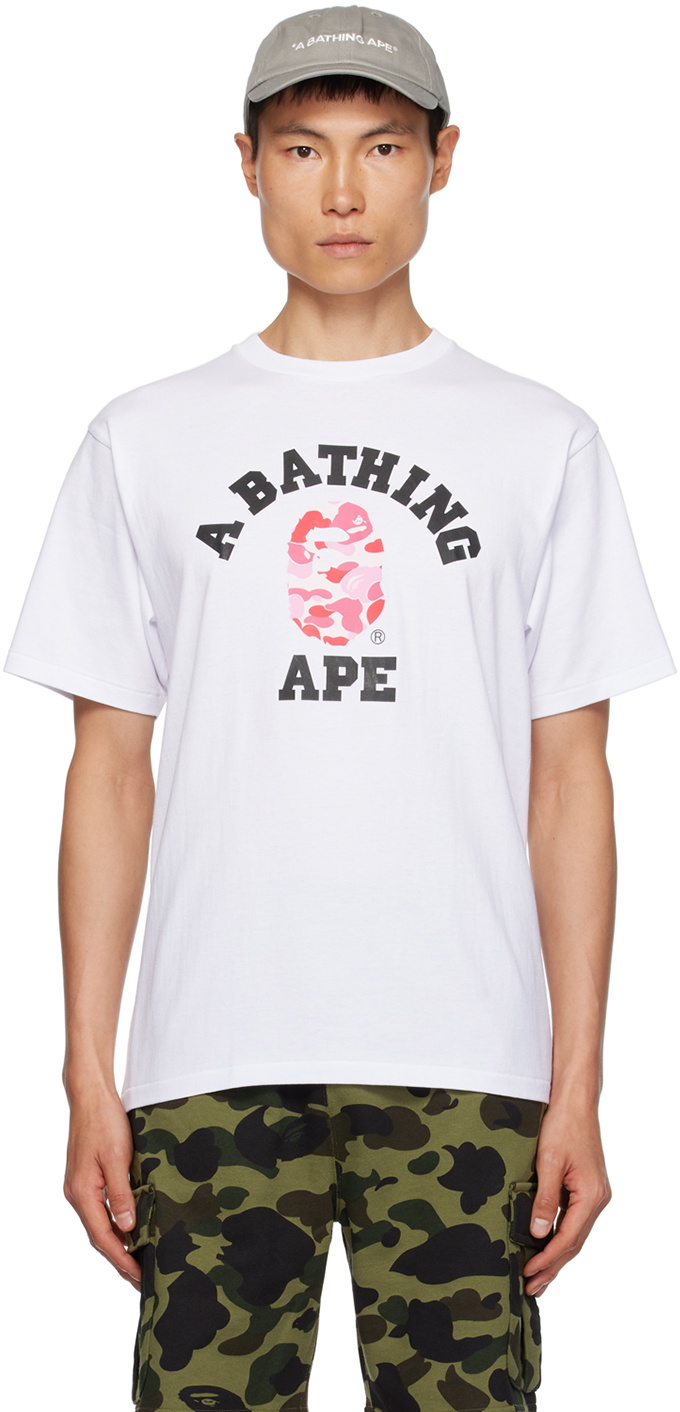 Bape White Abc Camo College T-shirt A Bathing Ape