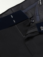 Giorgio Armani - Slim-Fit Velvet-Trimmed Wool-Drill Tuxedo Trousers - Blue