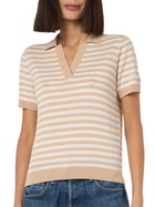 MC2 Saint Barth Woman Beige Striped Knitted Polo Evonne