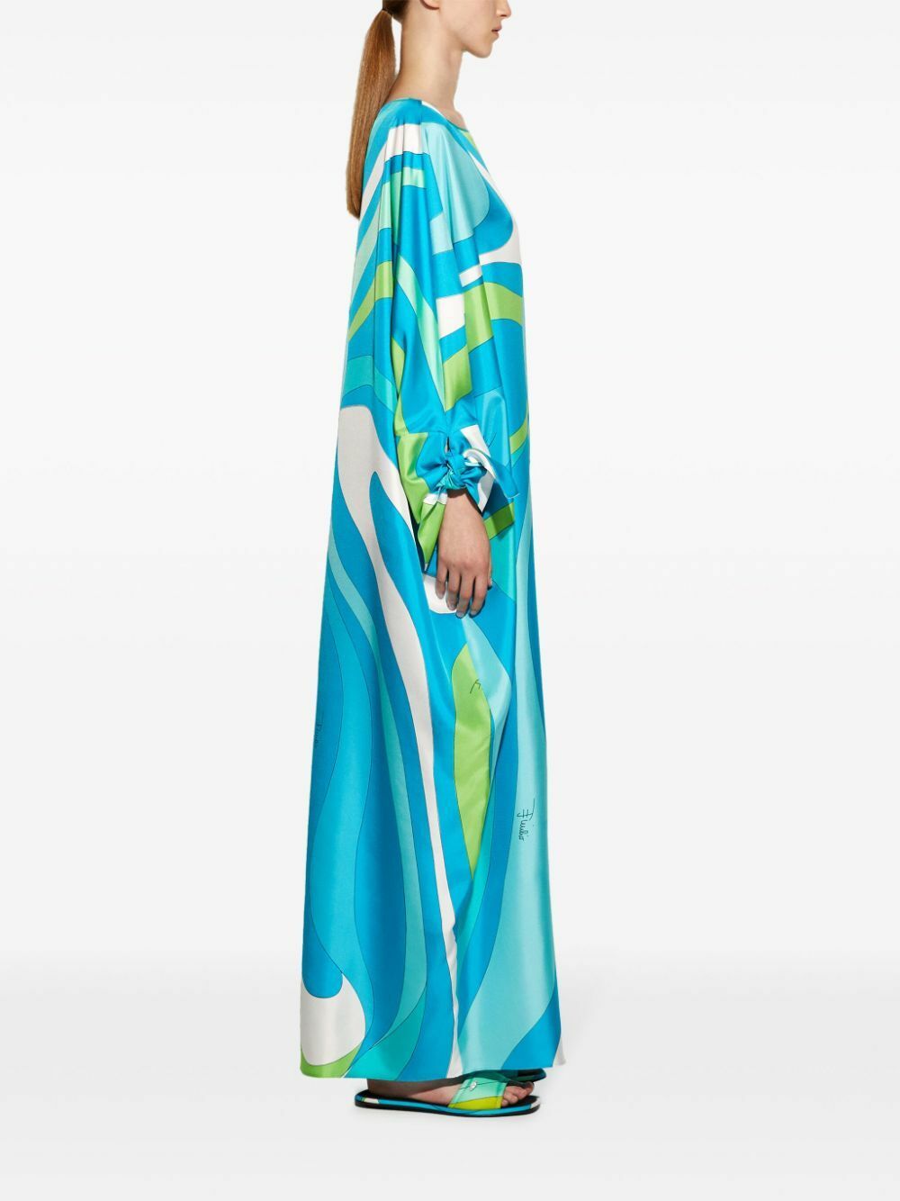 PUCCI Blue Marmo Silk Kaftan Dress