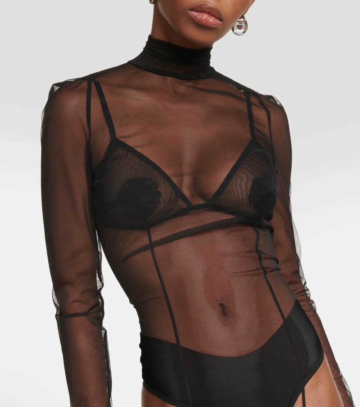 Nensi Dojaka Turtleneck mesh bodysuit