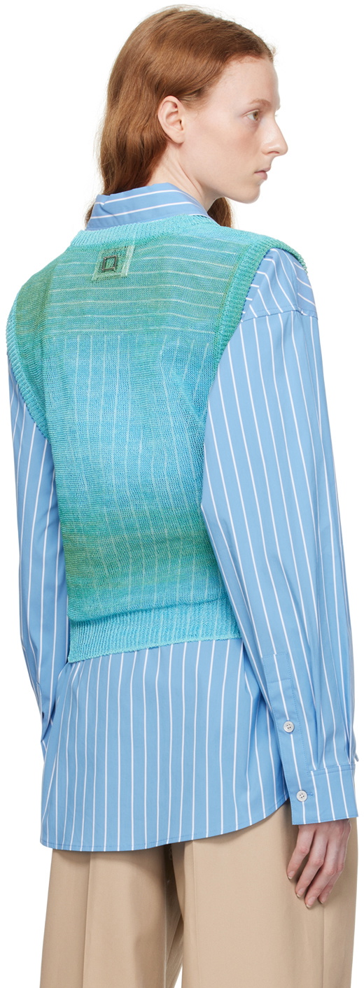 Wooyoungmi Blue Gradient Stripe Vest