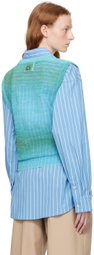 Wooyoungmi Blue Gradient Stripe Vest