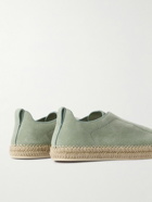 Zegna - Triple Stitch™ Leather-Trimmed Suede Slip-On Sneakers - Green