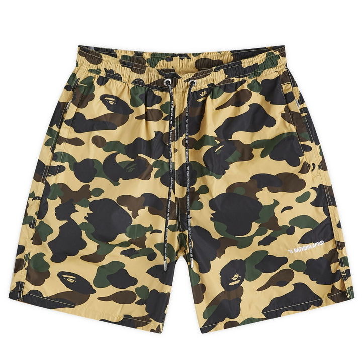 Photo: A Bathing Ape Men's 1st Camo Nylon Beach Short in Yellow