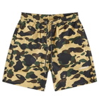 A Bathing Ape Men's 1st Camo Nylon Beach Short in Yellow