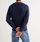 Brunello Cucinelli - Contrast-Tipped Cable-Knit Cotton-Blend Sweater - Blue