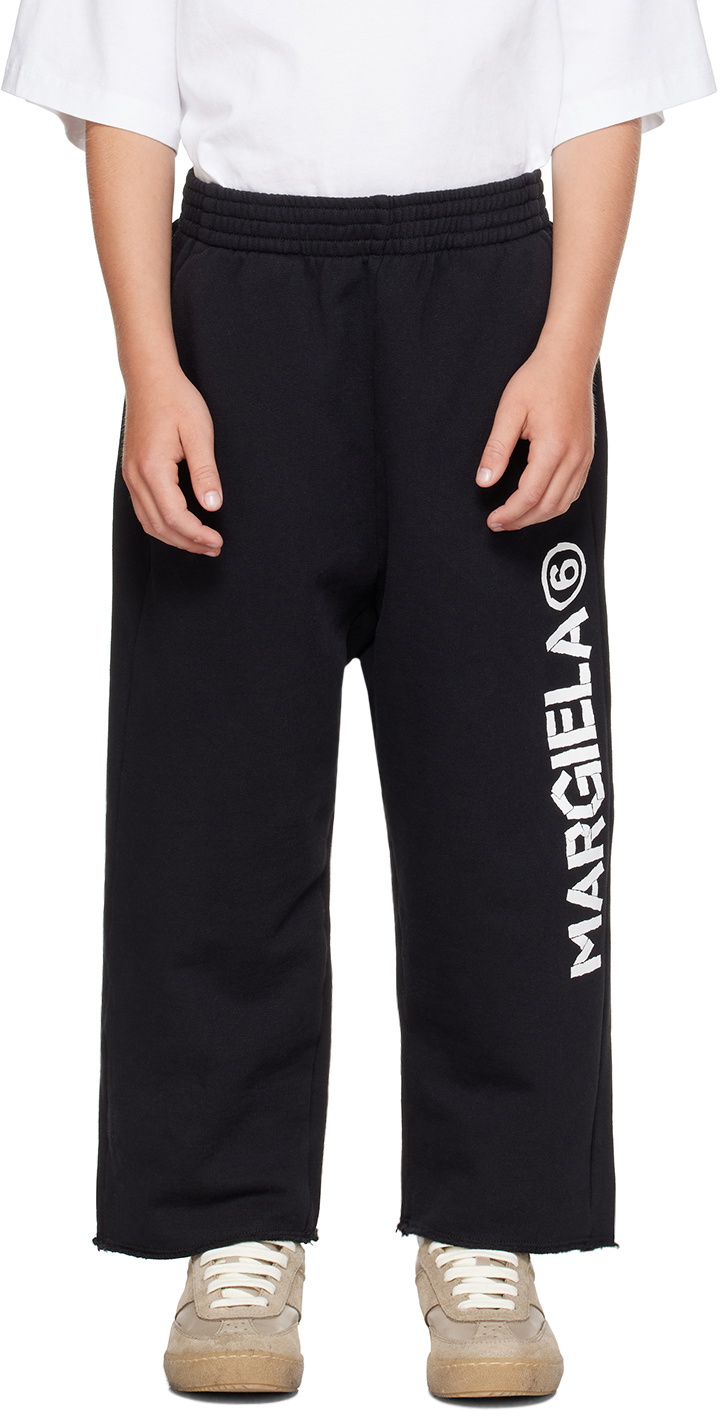 Kids Black Printed Sweatpants