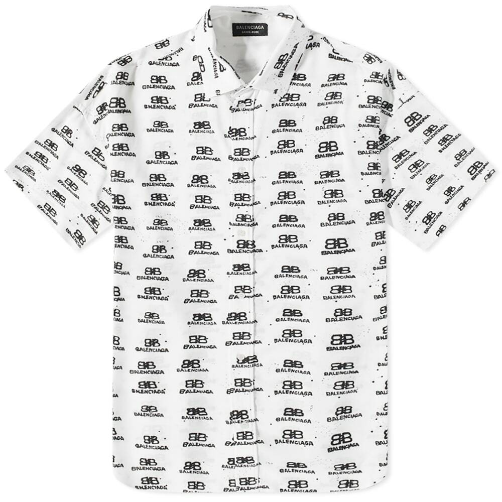 Balenciaga Men's BB Oversize Short Sleeve Shirt in White