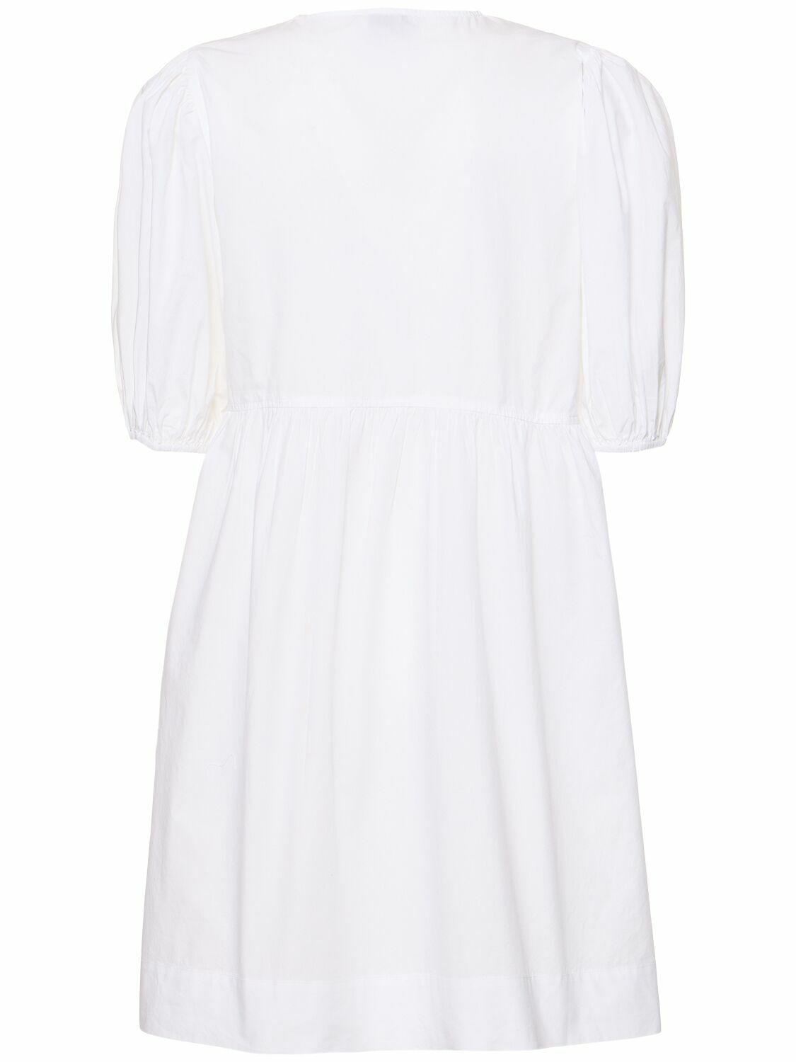 GANNI Cotton Poplin Tie String Mini Dress GANNI