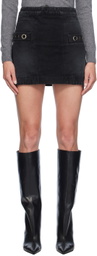 MSGM Black Used Denim Miniskirt