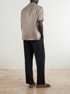 Frescobol Carioca - Roberto Camp-Collar Printed Silk-Voile Shirt - Brown