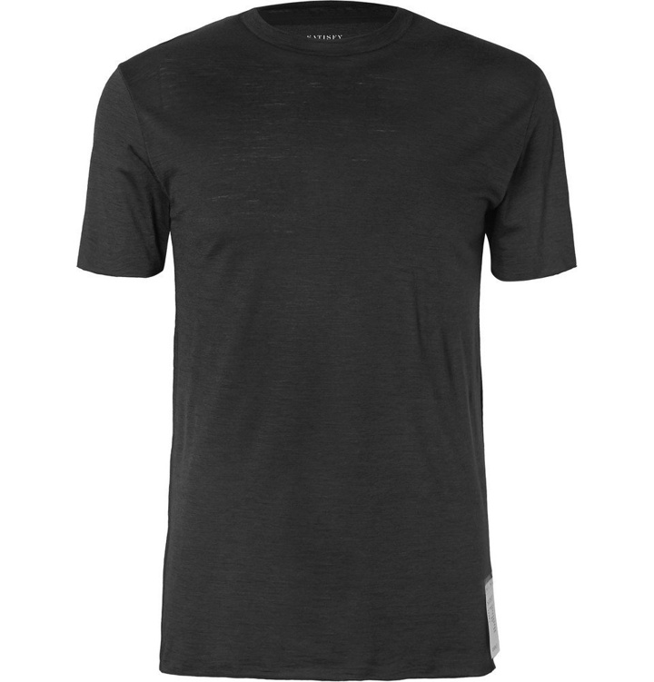 Photo: Satisfy - Cloud Mélange Merino Wool Running T-Shirt - Men - Black