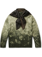 Maison Margiela - Satin-Trimmed Splattered Wool and Cotton-Blend Sweater - Green