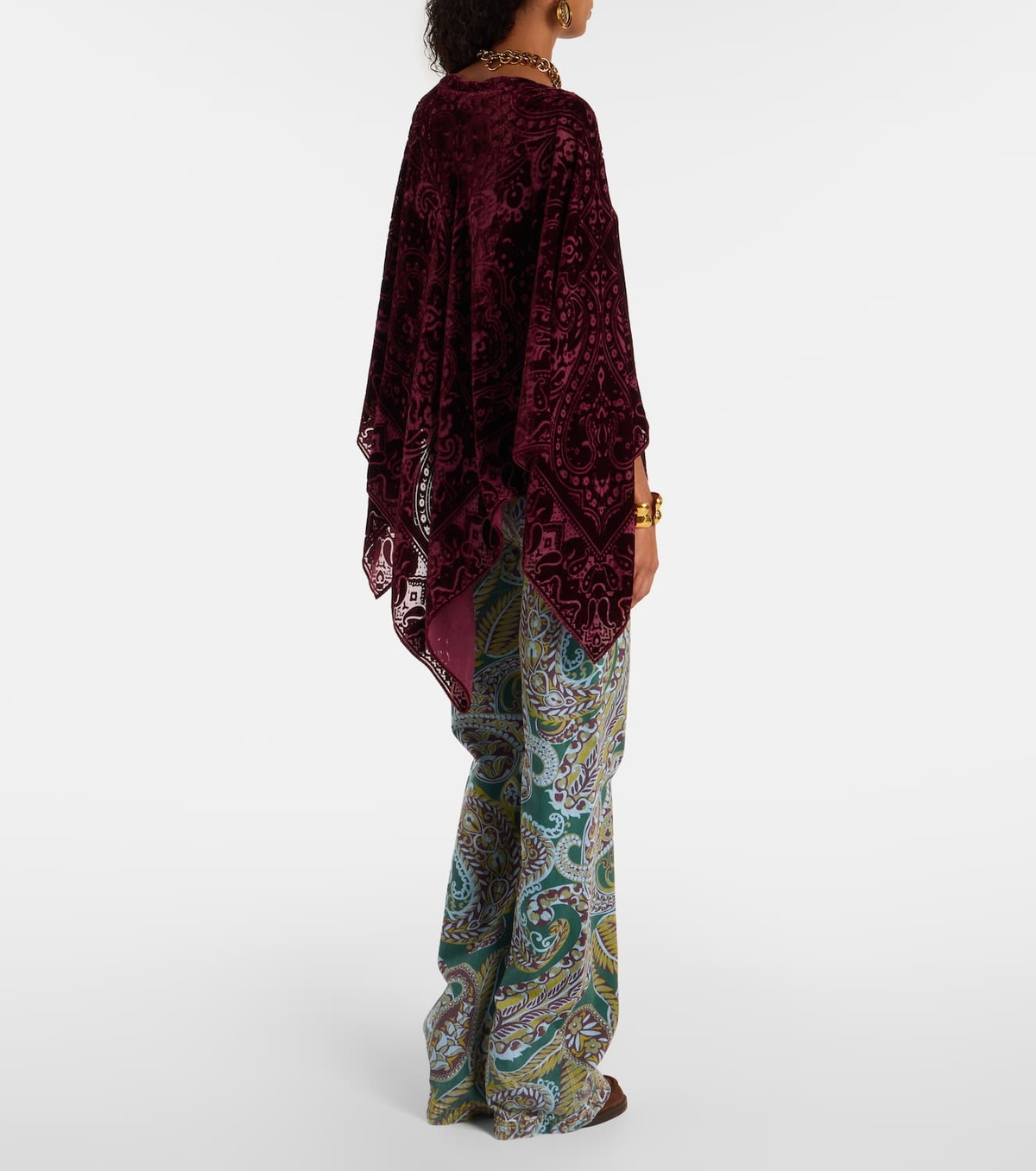 Etro Paisley silk-blend velvet poncho
