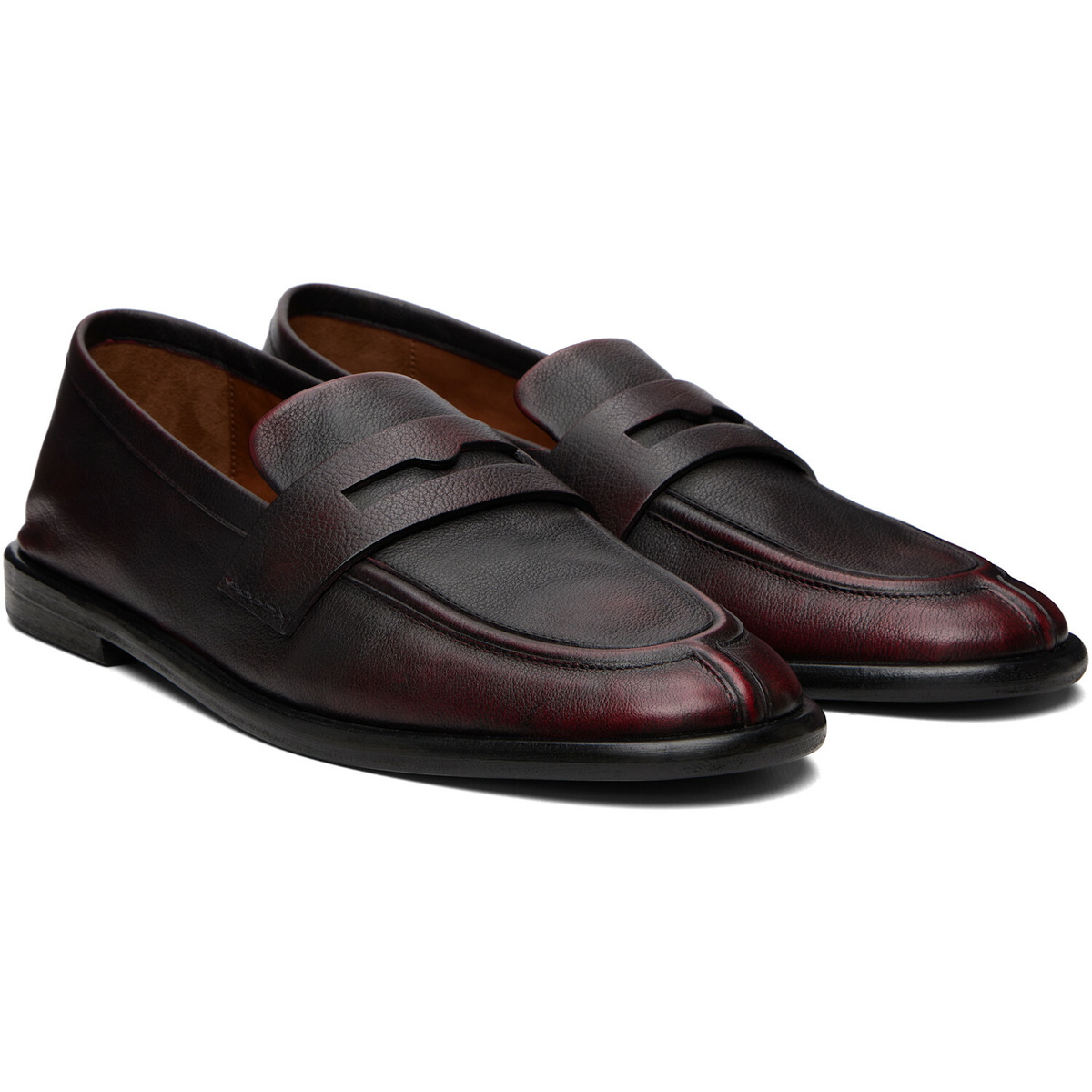 Marsèll Burgundy Stesa Soft Pebbled Leather Loafers