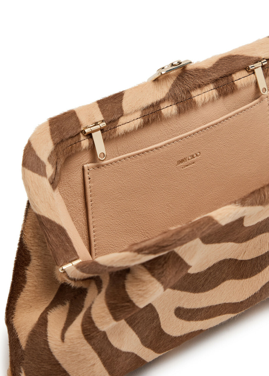 Jimmy Choo Skylar Zebra-print Calf Hair Clutch - Brown - One Size