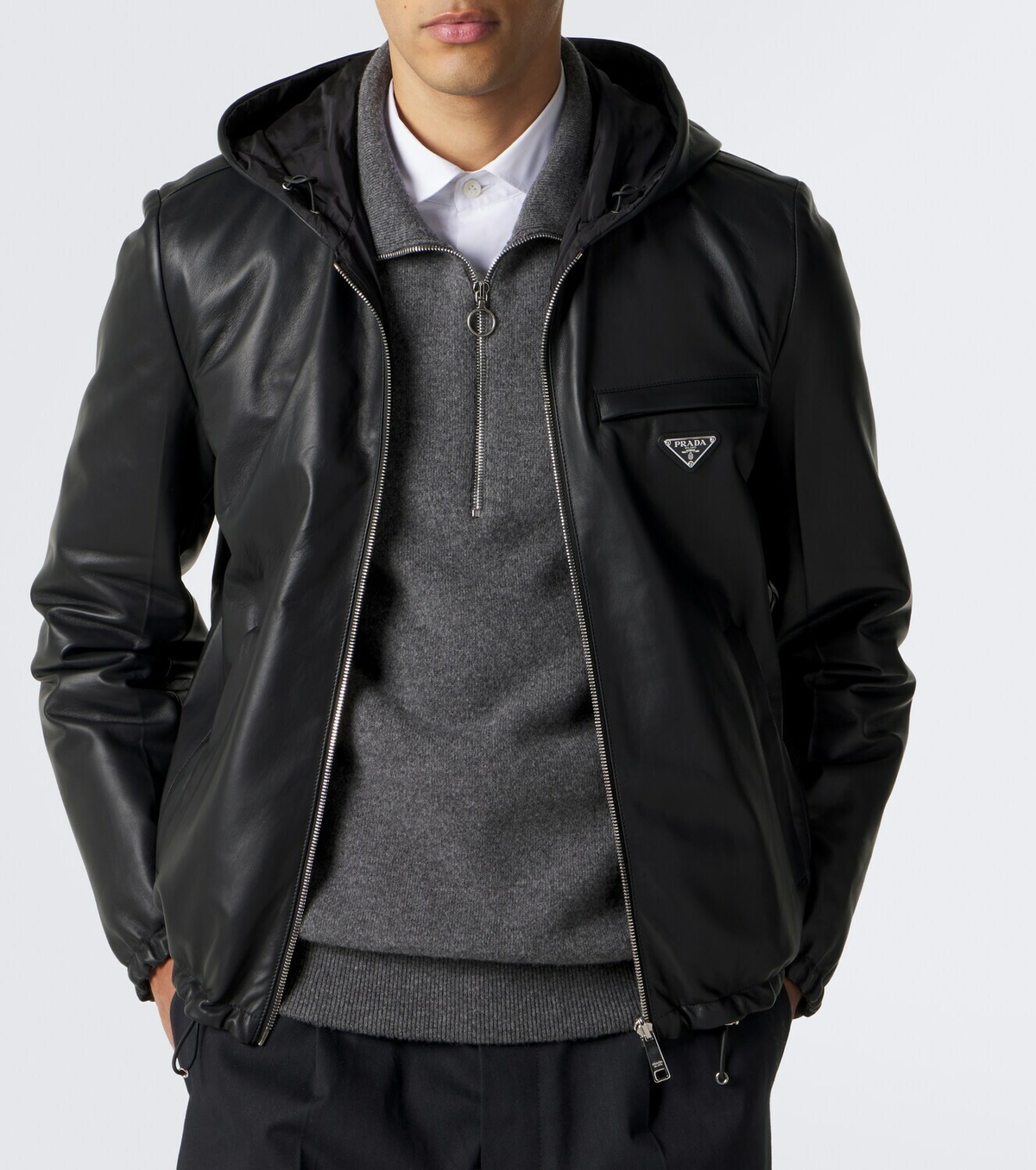 Prada Reversible Re-Nylon and leather jacket
