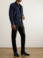 TOM FORD - Leather-Trimmed Suede Bomber Jacket - Blue