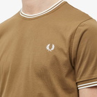 Fred Perry Men's Twin Tipped T-Shirt in Shaded Stone