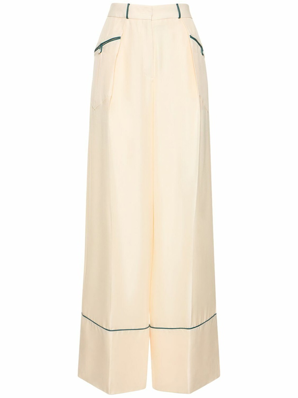 Photo: BALLY - Silk Satin Wide Pants W/leather Trim