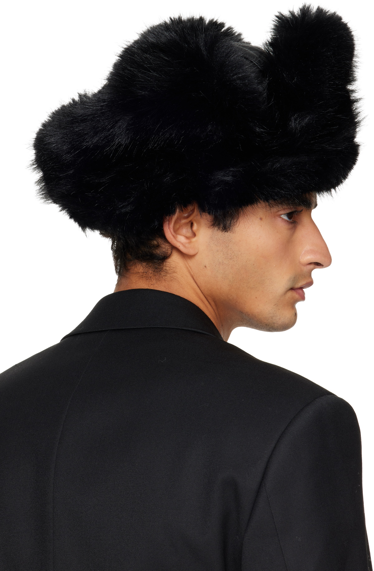 VAQUERA Black Leather & Faux-Fur Trapper Hat