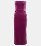 Alex Perry Strapless velvet midi dress