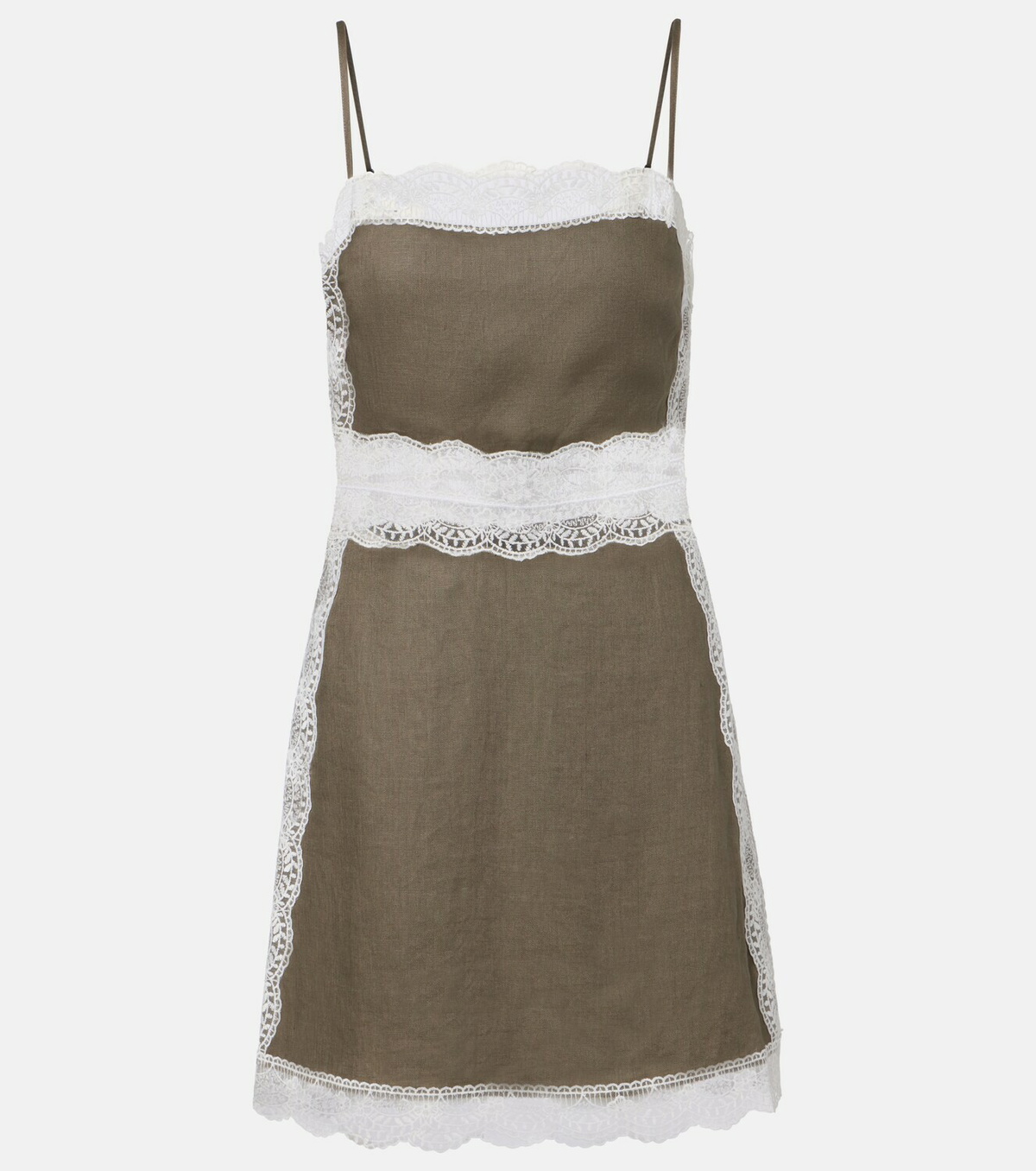 Staud Amalina lace-trimmed linen minidress