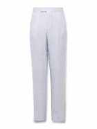 Favourbrook - Slim-Fit Herringbone Linen and Silk-Blend Suit Trousers - Blue