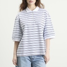 Róhe Women's Rohe Striped oversized polo in White/Blue Multi Stripe