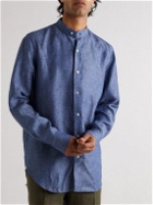 De Petrillo - Grandad-Collar Linen Shirt - Blue