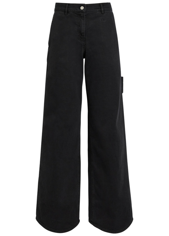 Photo: Courrèges Hammer Logo-embroidered Wide-leg Jeans Black