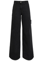 Courrèges Hammer Logo-embroidered Wide-leg Jeans Black