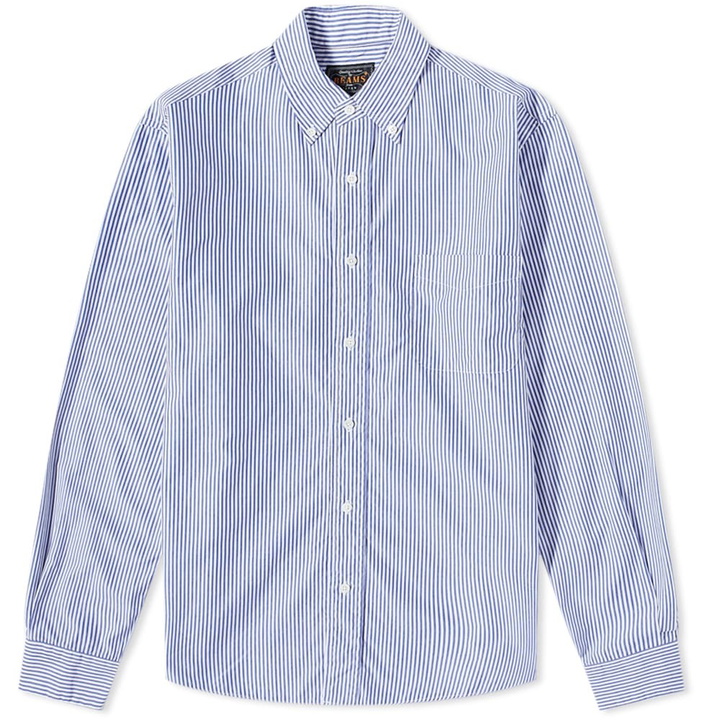 Photo: Beams Plus Men's Button Down Block Stripe Shirt in Navy