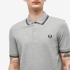 Fred Perry Men's Twin Tipped Polo Shirt in Steel Marl/Gunmetal/Black