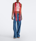 Erdem Bow-detail embellished satin crop top