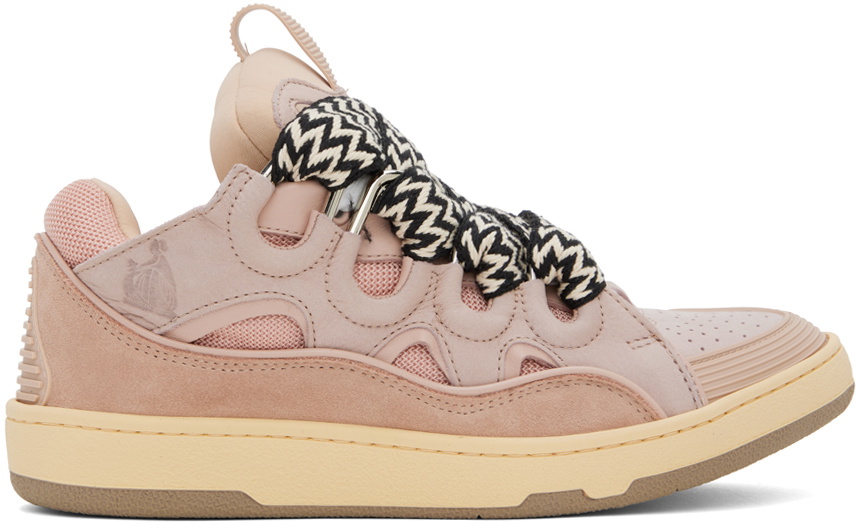 Lanvin Pink Leather Curb Sneakers Lanvin