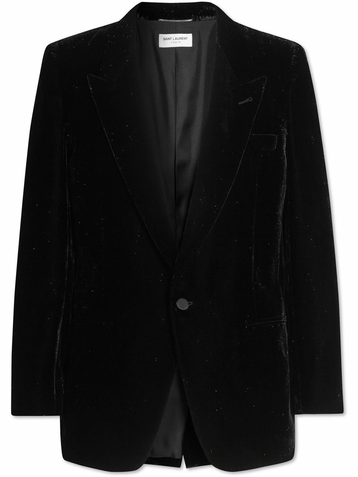 SAINT LAURENT - Slim-Fit Metallic Velvet Blazer - Black