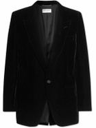 SAINT LAURENT - Slim-Fit Metallic Velvet Blazer - Black
