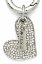 Diesel Metal heart charm with rhinestones - Charms and Keyrings Womens in Silver