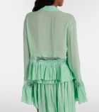 Blumarine Lace-trimmed sheer georgette shirt
