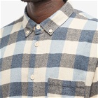 Folk Men's Relaxed Fit Shirt in Blue Flannel Check