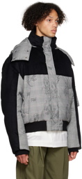 Feng Chen Wang Black & Gray Houndstooth Down Jacket