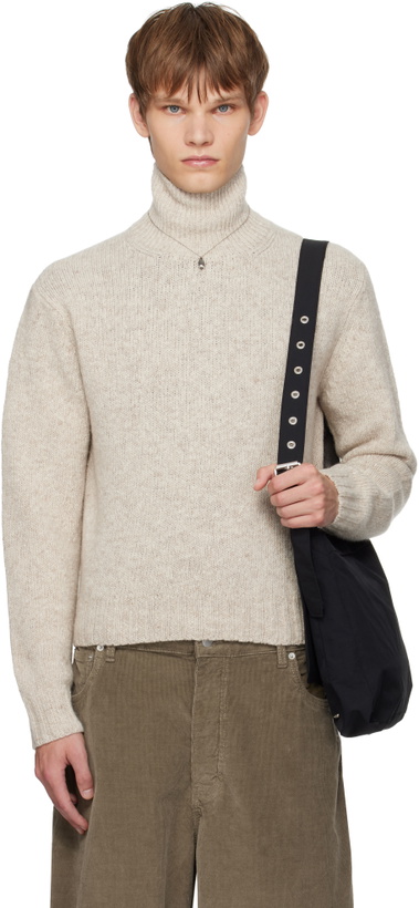 Photo: AURALEE Beige Cashmere Melange Knit Turtleneck
