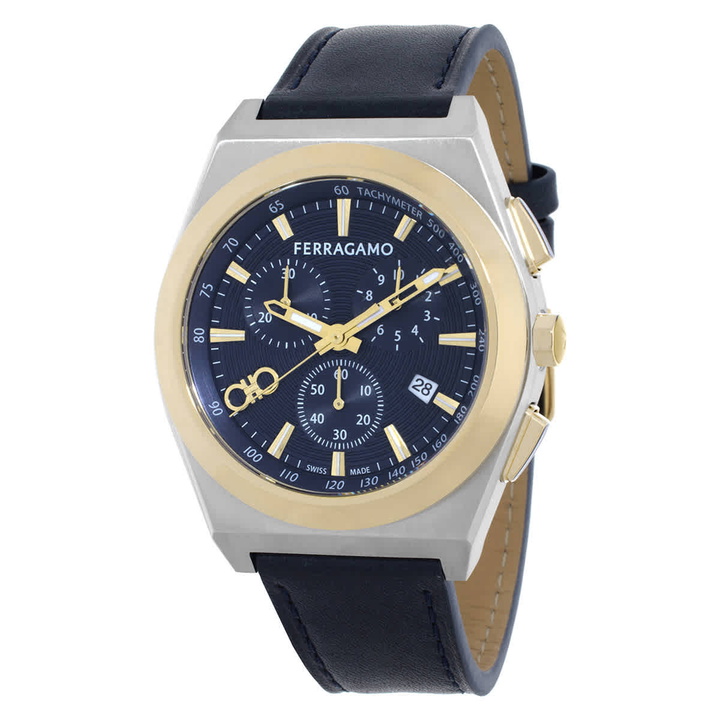 Photo: Ferragamo Vega Upper East Chronograph Quartz Blue Dial Mens Watch SFVA00224