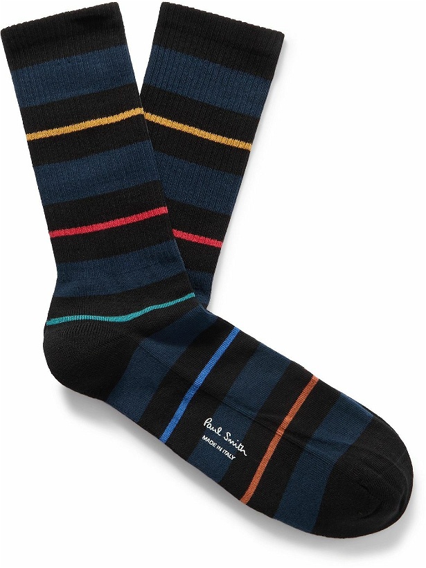Photo: Paul Smith - Gallagher Striped Ribbed Cotton-Blend Socks